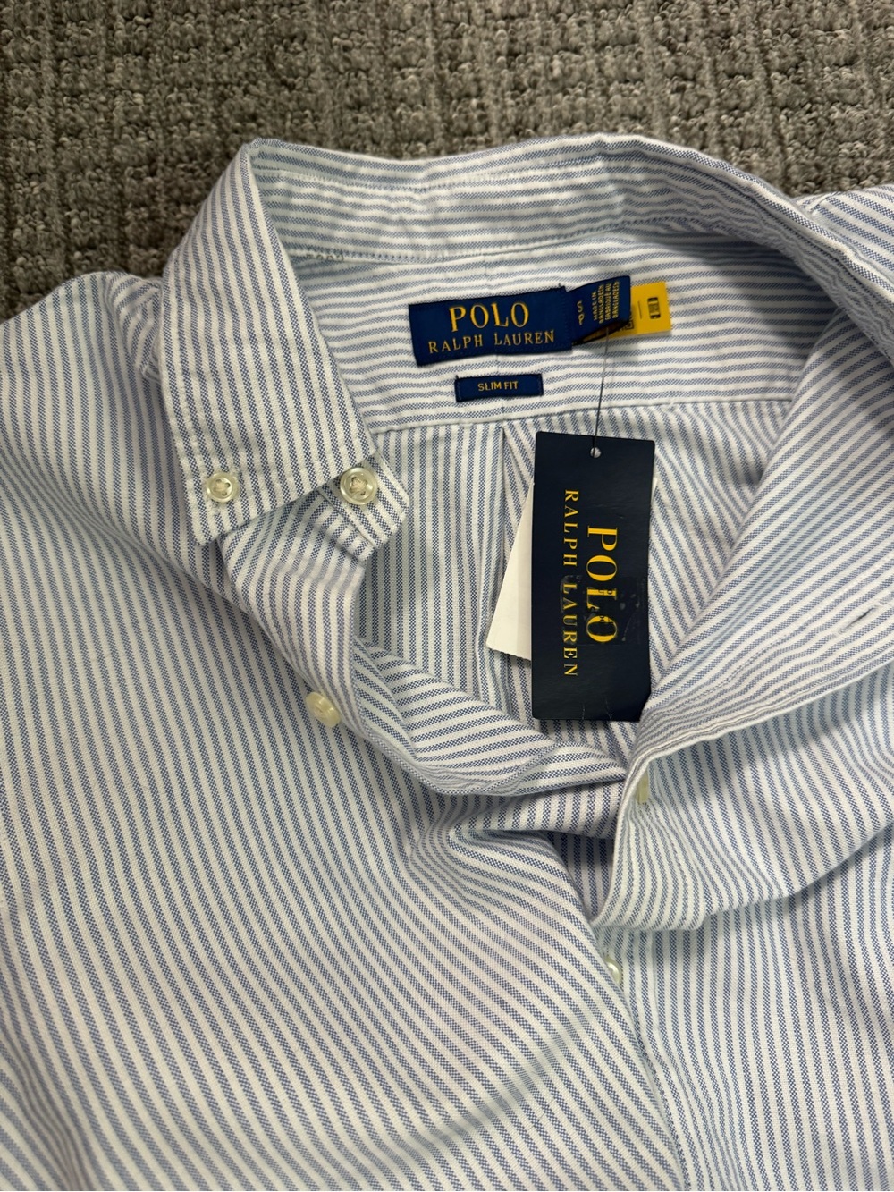 Polo by Ralph Lauren Light Blue and White Striped Button-Down Shirt